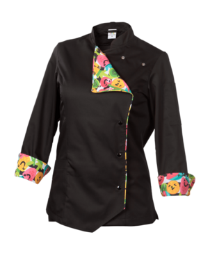 2-360A-367-9805 Bluza kucharska damska czarna + owoce