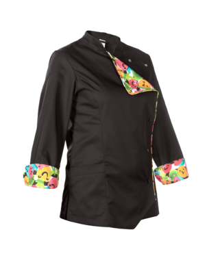 2-360A-367-9805 Bluza kucharska damska czarna + owoce