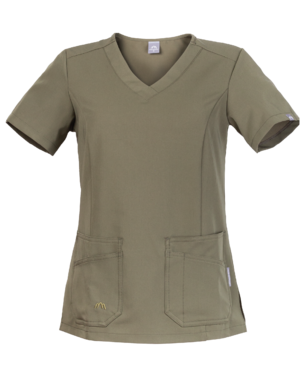 2-304V-378-3074 Scrubs bluza medyczna damska z krótkim rękawem - kolor oliwkowy