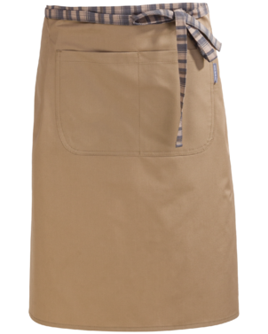 2-420V-020-9956 Beżowa zapaska z podwójną kieszenią 75 cm Unisex
