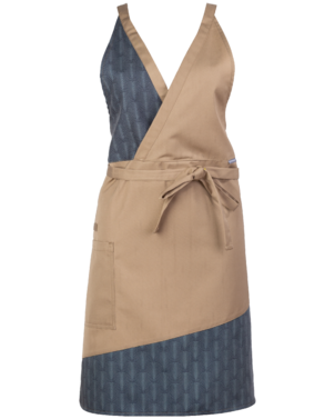 2-427V-020-9964 Dwukolorowy fartuch kucharski z kieszenią Unisex