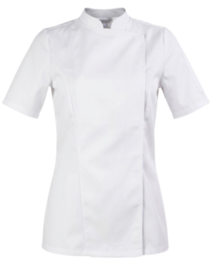 2-336V-060-1080 Bluza kucharska damska krótki rękaw  (biała)
