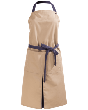 2-412V-020-9948 Beżowy fartuch kucharski z kieszeniami Unisex