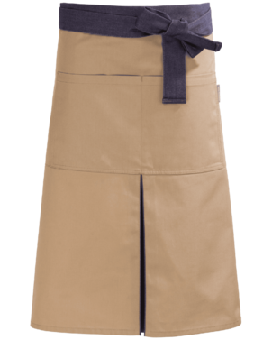 2-422V-020-9948 Beżowa zapaska z podwójną kieszenią 65 cm Unisex|