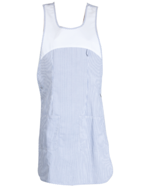 2-4554-232-9074 Fartuch damski- wkładany przez głowę niebiesko-biały